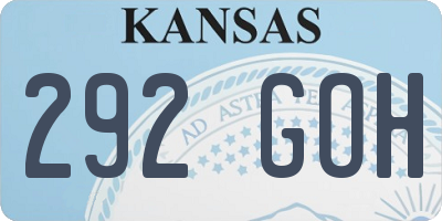 KS license plate 292GOH
