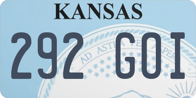 KS license plate 292GOI