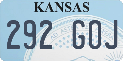 KS license plate 292GOJ