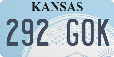 KS license plate 292GOK