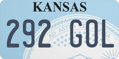 KS license plate 292GOL