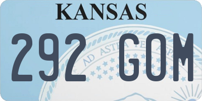KS license plate 292GOM
