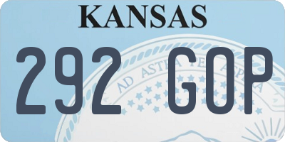 KS license plate 292GOP
