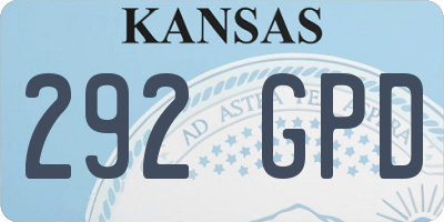 KS license plate 292GPD