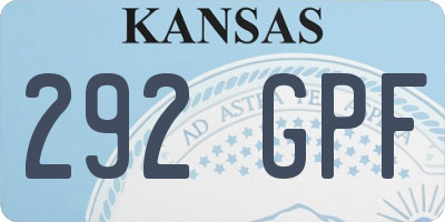 KS license plate 292GPF