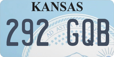 KS license plate 292GQB