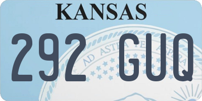 KS license plate 292GUQ