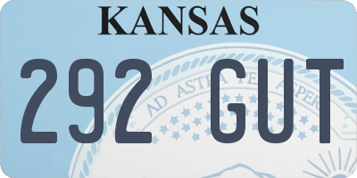 KS license plate 292GUT