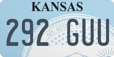 KS license plate 292GUU