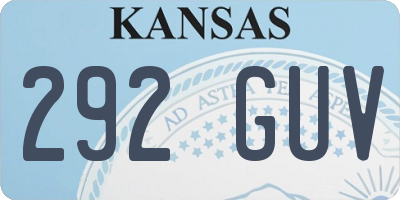 KS license plate 292GUV