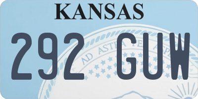 KS license plate 292GUW