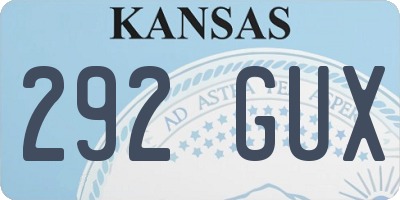 KS license plate 292GUX