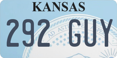 KS license plate 292GUY