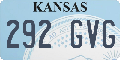 KS license plate 292GVG