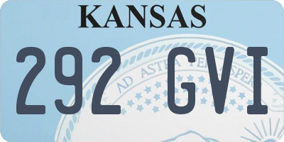 KS license plate 292GVI