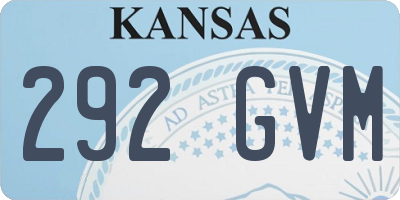 KS license plate 292GVM