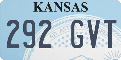 KS license plate 292GVT