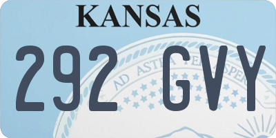 KS license plate 292GVY