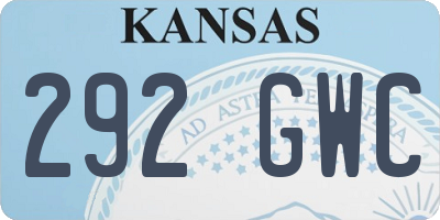 KS license plate 292GWC