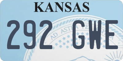 KS license plate 292GWE