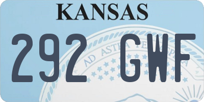 KS license plate 292GWF