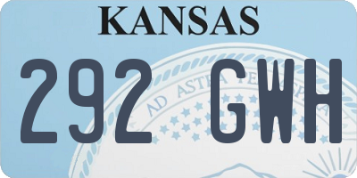 KS license plate 292GWH
