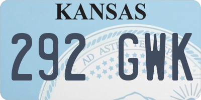 KS license plate 292GWK