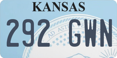 KS license plate 292GWN