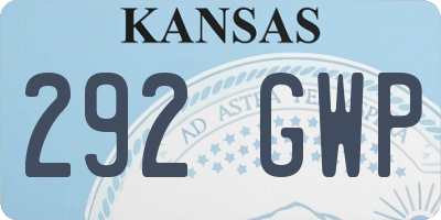 KS license plate 292GWP