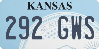 KS license plate 292GWS