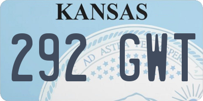 KS license plate 292GWT