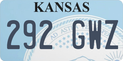 KS license plate 292GWZ