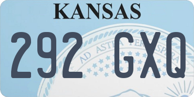 KS license plate 292GXQ