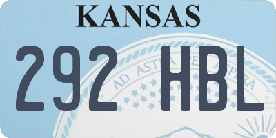 KS license plate 292HBL