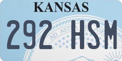 KS license plate 292HSM