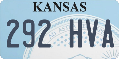 KS license plate 292HVA