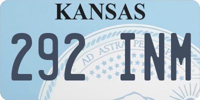 KS license plate 292INM