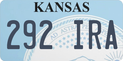 KS license plate 292IRA