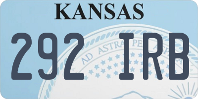 KS license plate 292IRB