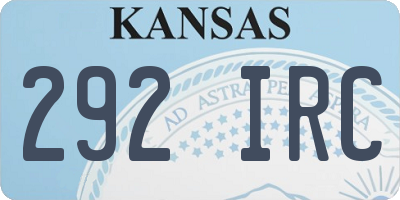 KS license plate 292IRC