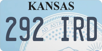 KS license plate 292IRD