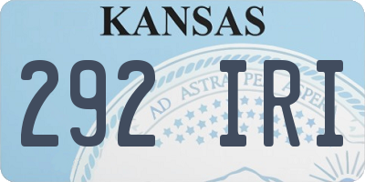 KS license plate 292IRI