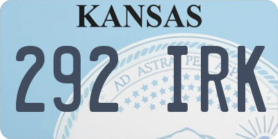 KS license plate 292IRK
