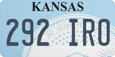 KS license plate 292IRO
