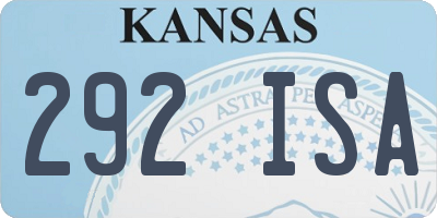 KS license plate 292ISA