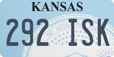 KS license plate 292ISK