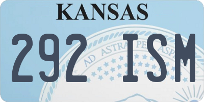 KS license plate 292ISM