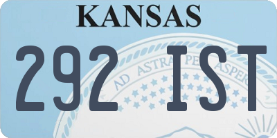 KS license plate 292IST