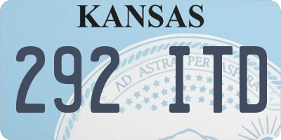 KS license plate 292ITD