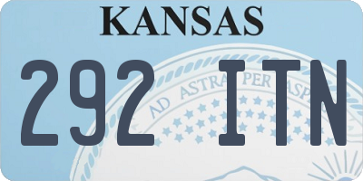 KS license plate 292ITN